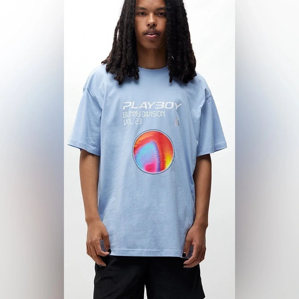 Playboy By PacSun Rewind T-Shirt Blue Size Large‎